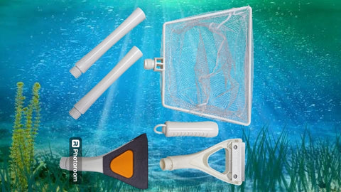 3 in 1 Aquarium Cleaning Kit with Algae Scrapper | Fish Net | Sponge Scrapper