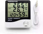 Digital Hygrometer Thermometer Humidity Meter with Clock LCD Display | HTC-2